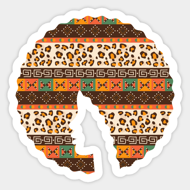 Afro Hair Woman with African Pattern, Black History Sticker by logiamerch